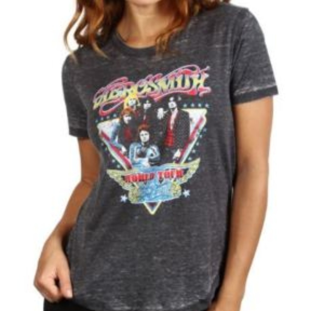 Aerosmith Junior Ladies Charcoal Short Sleeve Top